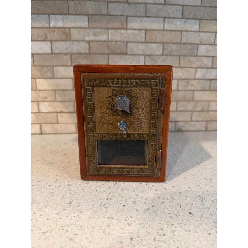 Vintage Wooden Bank Safe Coin‎ Bank Combination Lock Money Box Desktop Safe